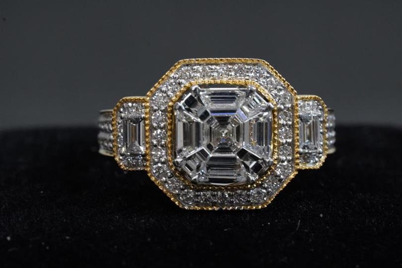 Fashion Engagement Ring, 18K Yellow Gold, stock 103836