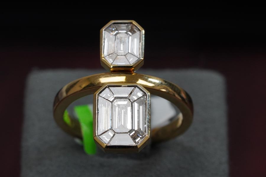 Fashion Engagement Ring, 18K Yellow Gold, stock 103860