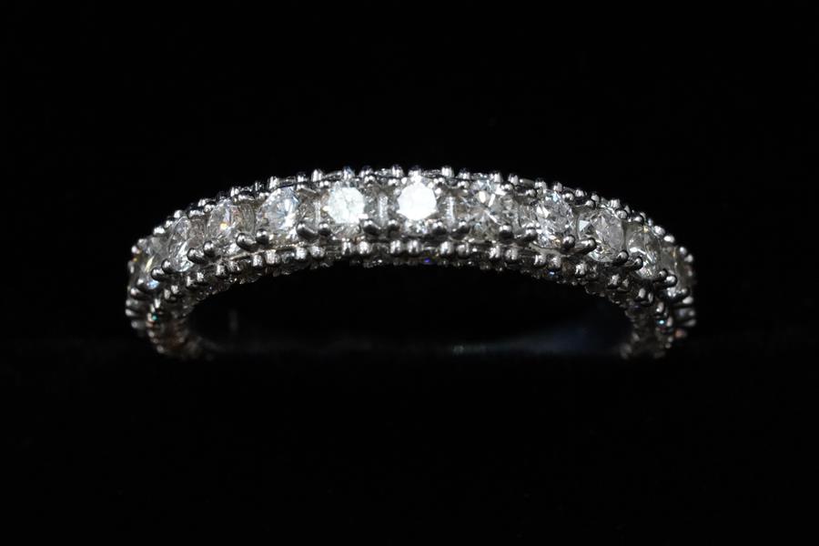 Half-Eternity Band, 14K White Gold, stock 104050