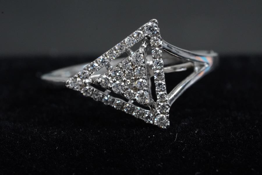 Engagement Ring, 14K White Gold, stock 104077