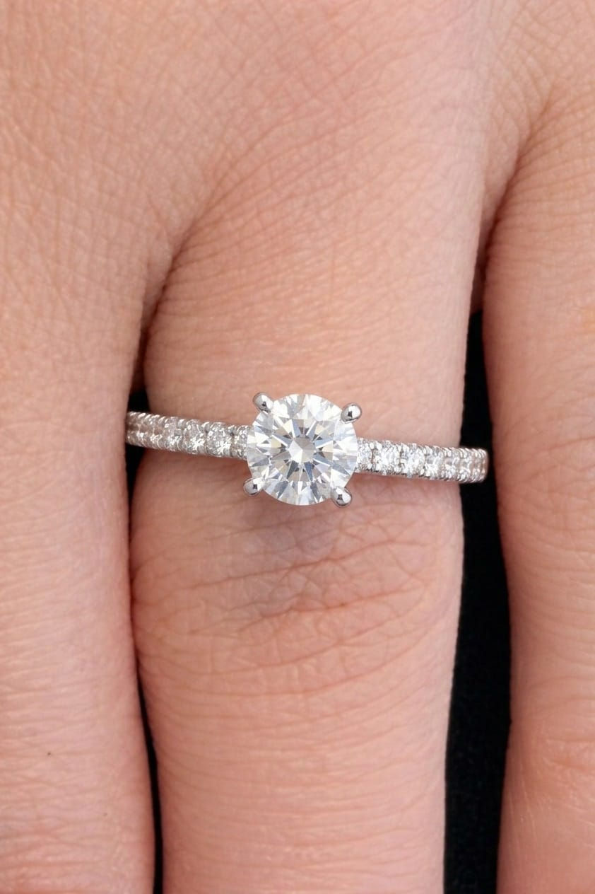 Solitaire Engagement Ring, 14K White Gold, stock 1196917
