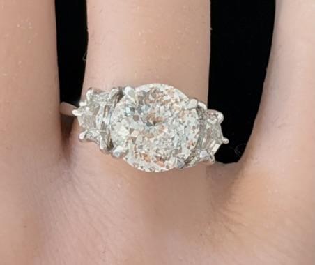 Three-Stone Engagement Ring, 14K White Gold, stock 600586