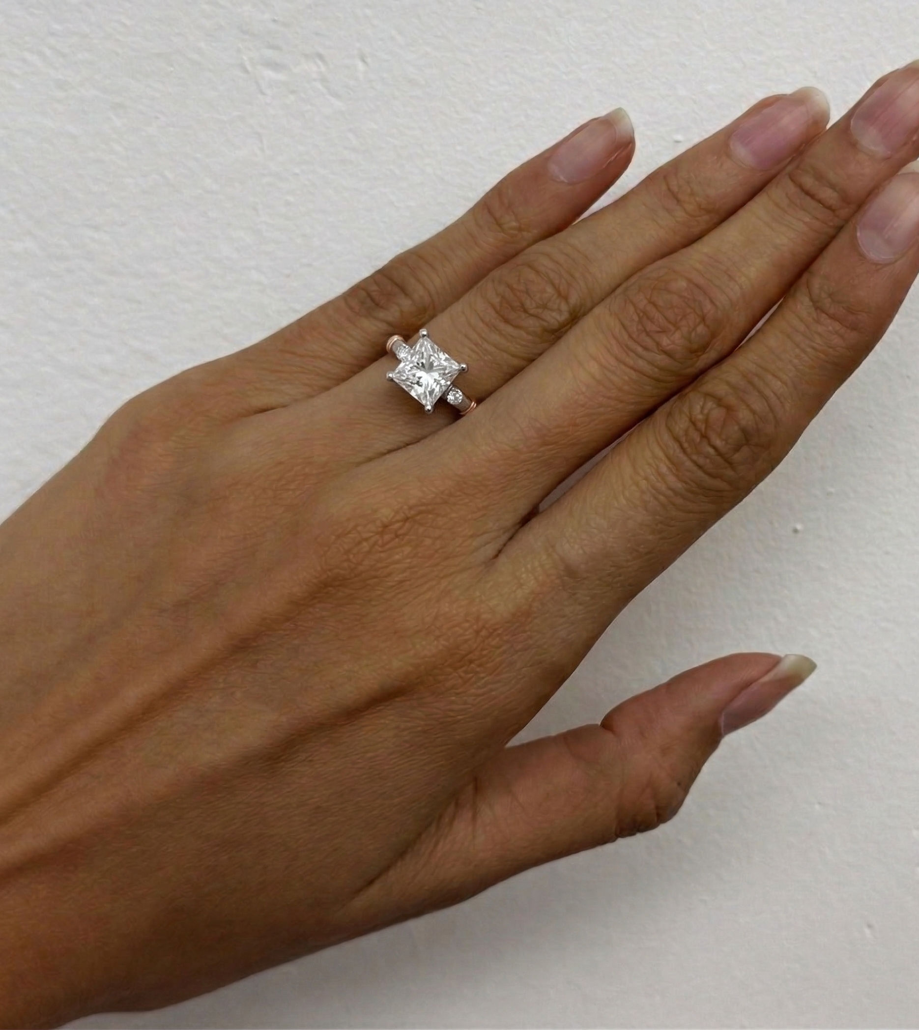 Three-Stone Engagement Ring, 14K White Gold, stock 913069