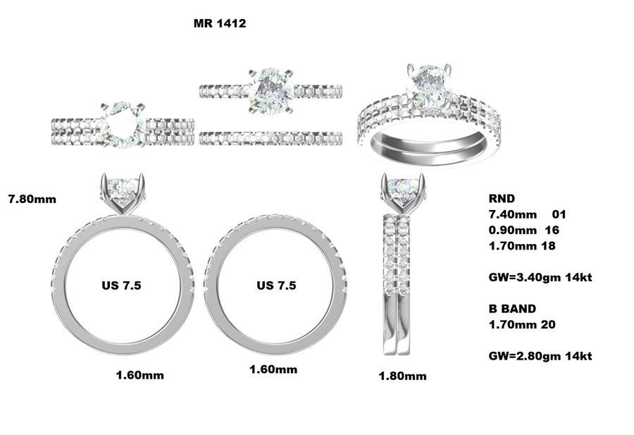 Engagement Ring, 14K White Gold, stock ENG00518