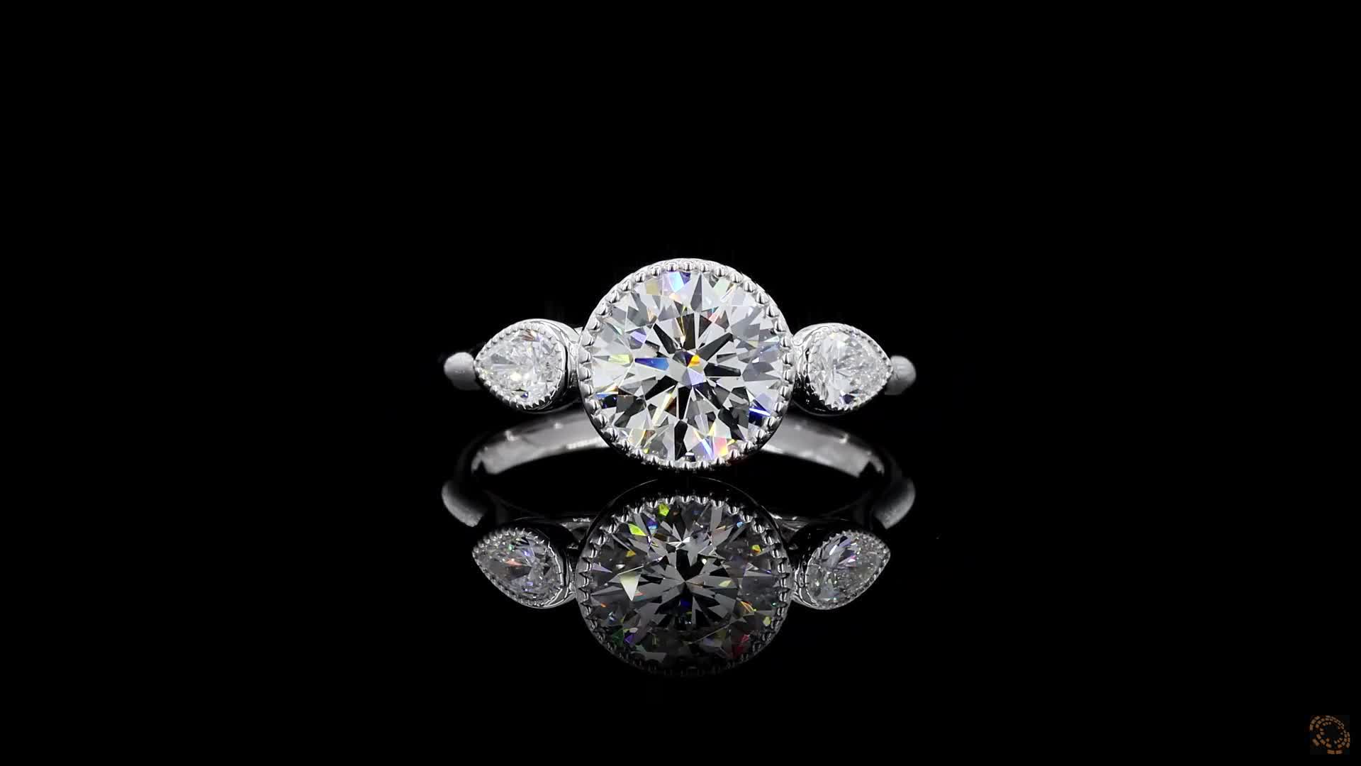 Three-Stone Engagement Ring, 14K White Gold, stock 2007894