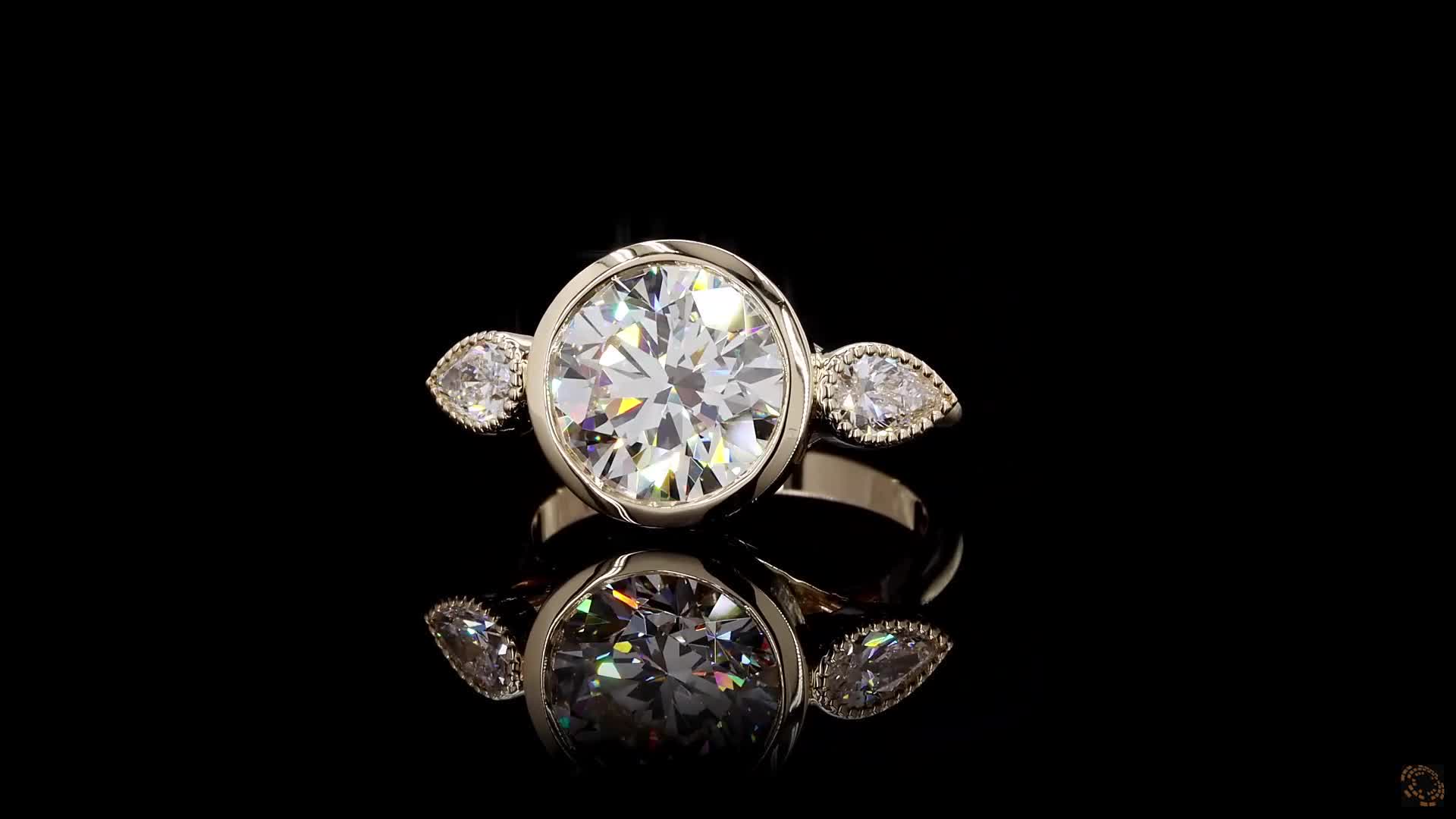 Three-Stone Engagement Ring, 14K Yellow Gold, stock 2017155