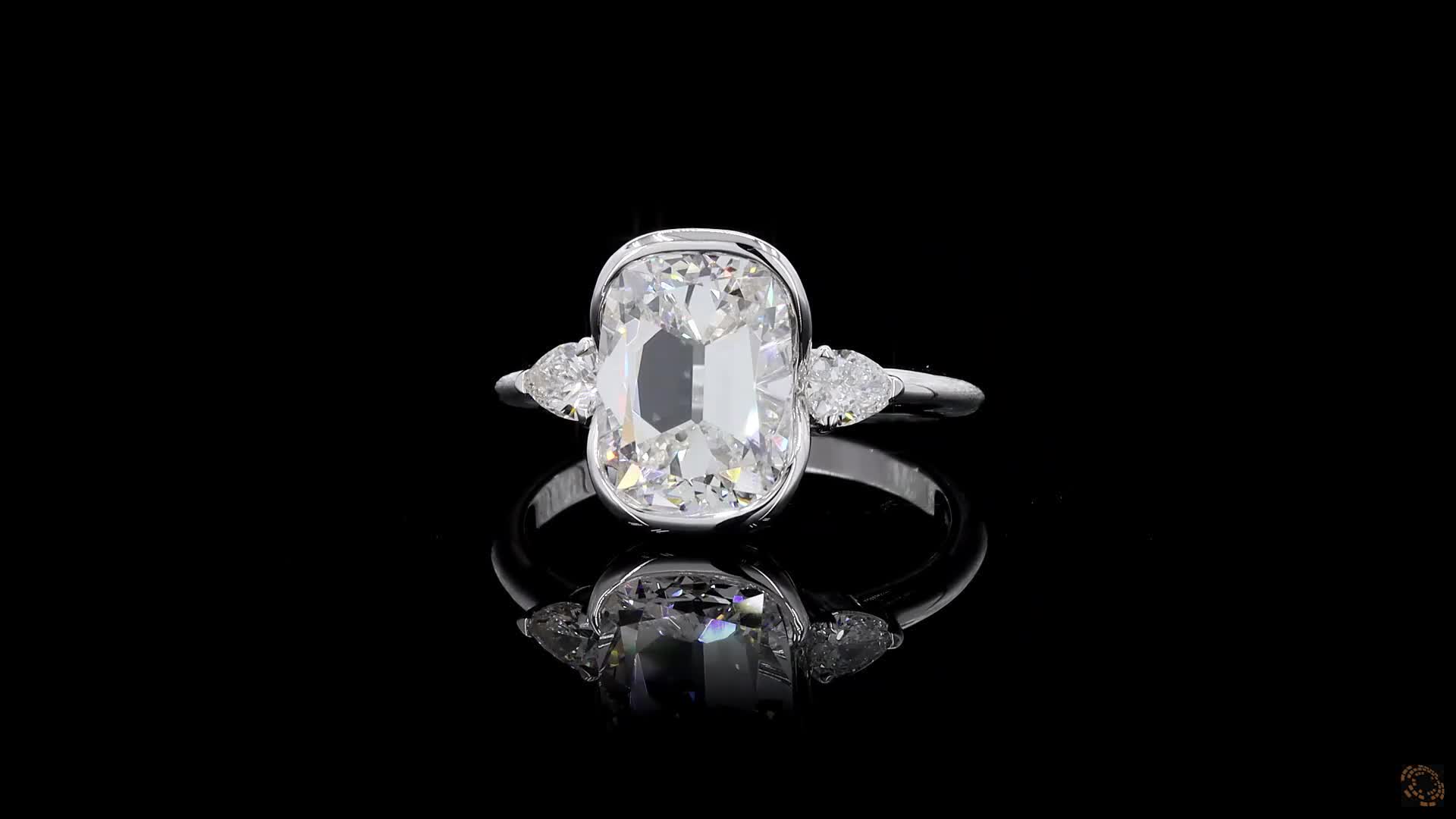 Three-Stone Engagement Ring, 14K White Gold, stock 2016829