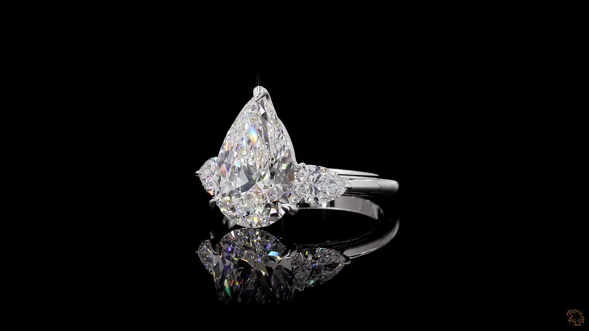 Three-Stone Engagement Ring, 14K White Gold, stock 2017156