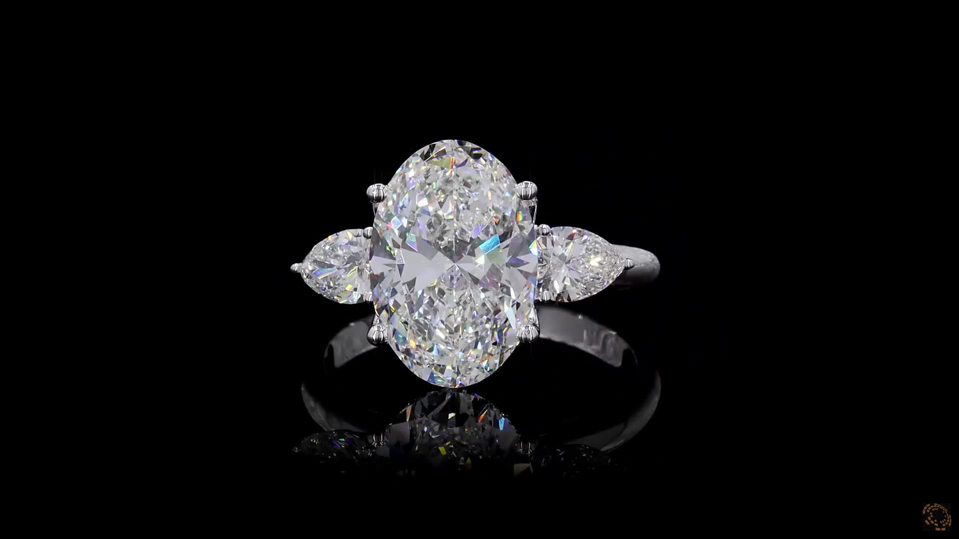 Three-Stone Engagement Ring, 14K White Gold, stock 2017157