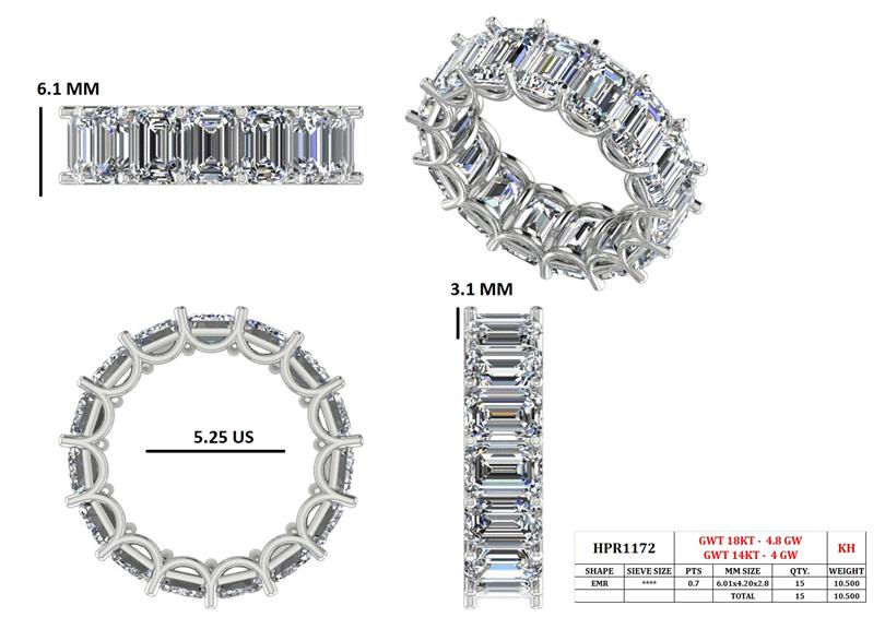 Eternity Band, 14K White Gold, stock WB00297
